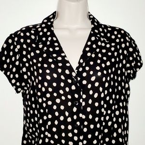Jones New York black silk with tan dots